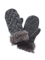 Cable Faux Fur Mitten by Vincent Pradier